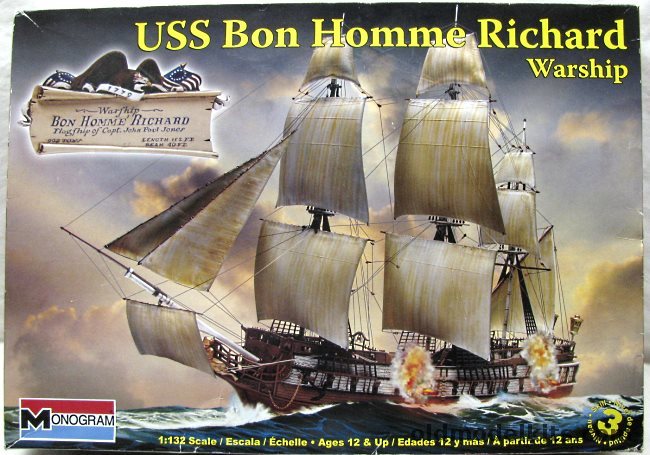 Monogram 1/124 Bonhomme Richard John Paul Jones Ship - (ex Aurora), 85-0388 plastic model kit